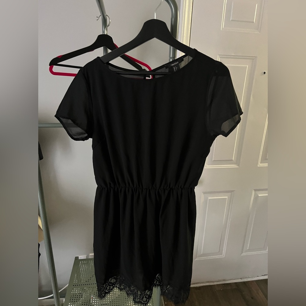 Short sleeve black mini dress size large